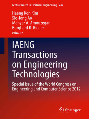 cover image of IAENG Transactions on Engineering Technologies